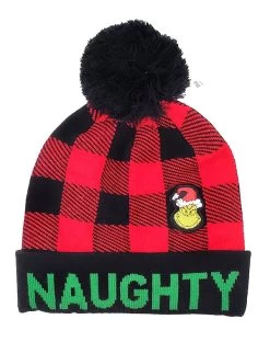 Universal Studios Buffalo Plaid Grinch Naughty Winter Hat