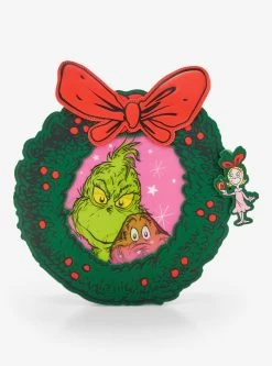 Loungefly How The Grinch Stole Christmas Lenticular Wreath Portrait Crossbody Bag