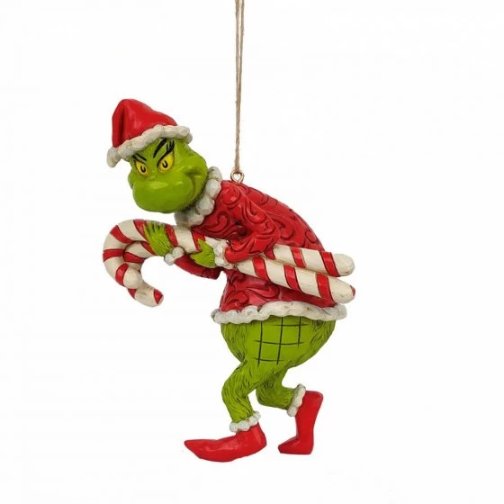 Grinch Stealing Candy Canes Hanging Ornament -by Jim Shore 3 Grinch Stealing Candy Canes Hanging Ornament -by Jim Shore