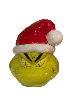 Universal Studios Dr. Seuss Grinch Sculpted Cookie Jar With Hat Lid