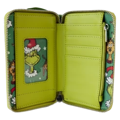 LOUNGEFLY Dr. Seuss' How The Grinch Stole Christmas! Santa Cosplay Zip Around Wallet -Toy World Shop DSSWA0019 LFDRSEUSSSANTAGRINCHANDMAXZZIPAROUNDWALLET4147INSIDE
