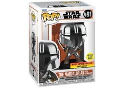 FUNKO Star Wars: GITD The Mandalorian (Chrome) With Darksaber Box Warehouse ExclusivePop