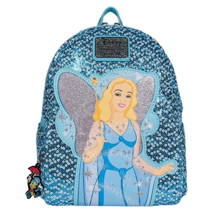 LOUNGEFLY Pinocchio's Blue Fairy Sequin Mini Backpack - USA Exclusive 3 LOUNGEFLY Pinocchio's Blue Fairy Sequin Mini Backpack - USA Exclusive