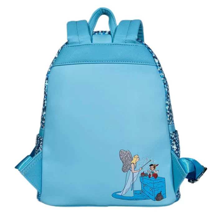 LOUNGEFLY Pinocchio's Blue Fairy Sequin Mini Backpack - USA Exclusive 6 LOUNGEFLY Pinocchio's Blue Fairy Sequin Mini Backpack - USA Exclusive - Image 4