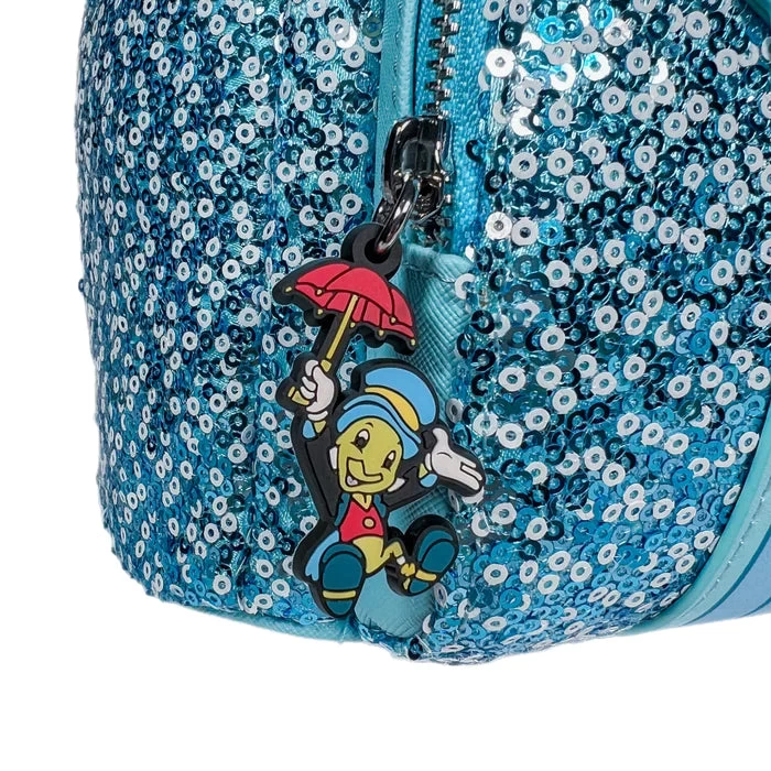 LOUNGEFLY Pinocchio's Blue Fairy Sequin Mini Backpack - USA Exclusive 8 LOUNGEFLY Pinocchio's Blue Fairy Sequin Mini Backpack - USA Exclusive - Image 6