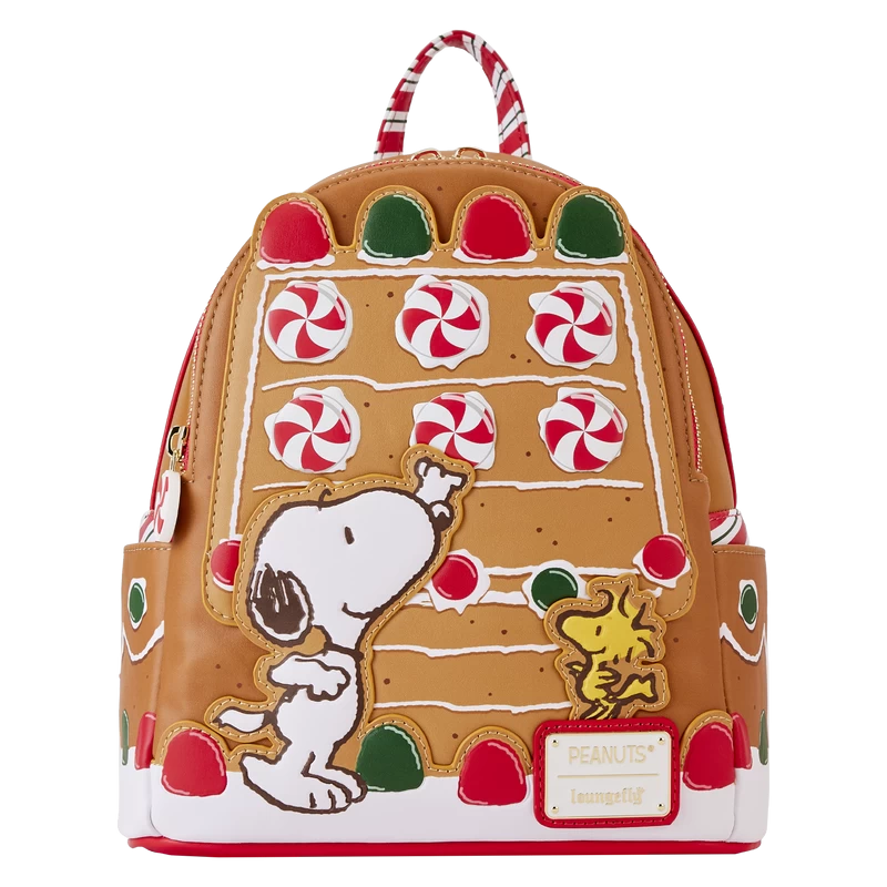 LOUNGEFLY Peanuts Snoopy Gingerbread House Scented Mini Backpack 3 LOUNGEFLY Peanuts Snoopy Gingerbread House Scented Mini Backpack