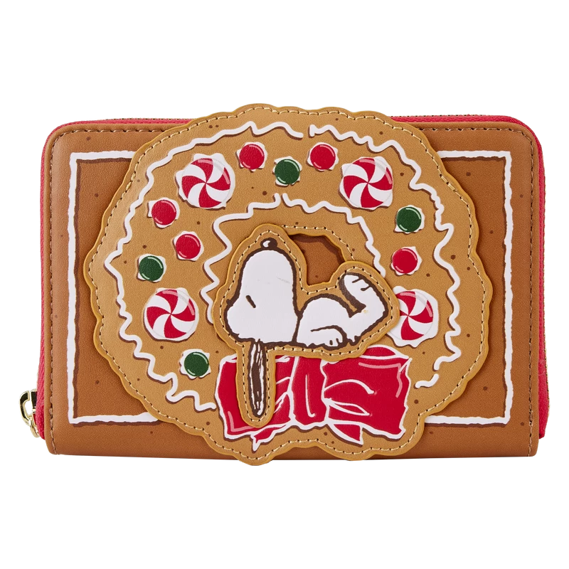 LOUNGEFLY Peanuts Snoopy Gingerbread Wreath Scented Zip Around Wallet 3 LOUNGEFLY Peanuts Snoopy Gingerbread Wreath Scented Zip Around Wallet