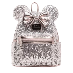 Disney Loungefly: Minnie Mouse Silver Sequin Mini Backpack - Exclusive