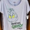 Universal Studios Resting Grinch Face Glitter Ladies Shirt -Toy World Shop R bbc47311 65d3 4acb a7d7 f9d9d476f418