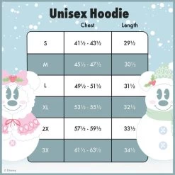 LOUNGEFLY Mickey & Minnie Pastel Snowman Hoodie -Toy World Shop WDLFHD0037 SIZECHART
