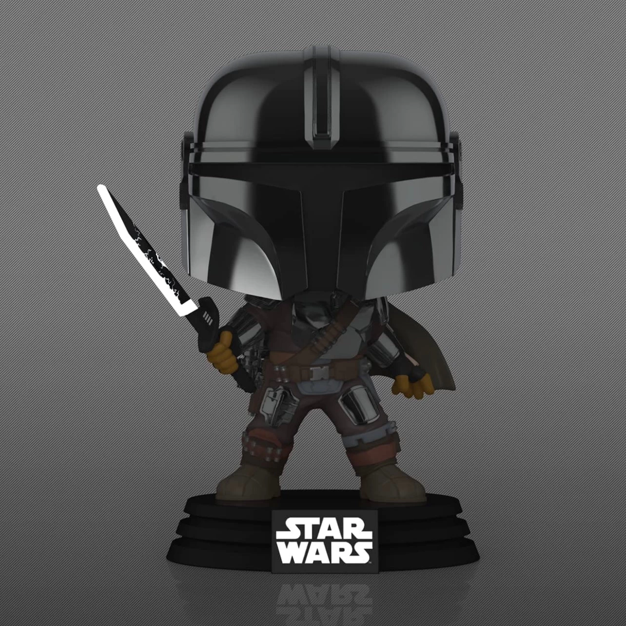 FUNKO Star Wars: GITD The Mandalorian (Chrome) With Darksaber Box Warehouse ExclusivePop 4 FUNKO Star Wars: GITD The Mandalorian (Chrome) With Darksaber Box Warehouse ExclusivePop - Image 2